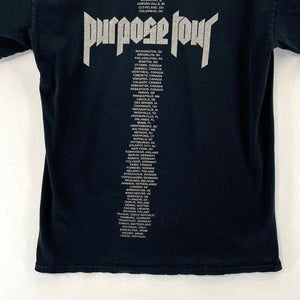 Gildan Women's Band T Shirt Justin Bieber Purpose Tour Distressed Black Size M