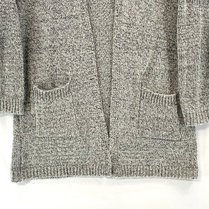 Vintage Women's Cozy Knit Sweater Open Cardigan Pockets Heather Gray Size S