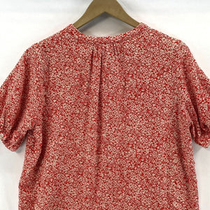 Universal Thread Women's Cropped Button Blouse Spring Floral Red White Size S