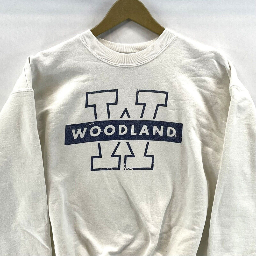 Hanes Men's Crewneck Sweatshirt Woodland School Sports Vtg Y2K 90's White Size M