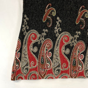 Papillon Women's Knit Sweater Dress Boho Hippie Paisley Red Gray Size S