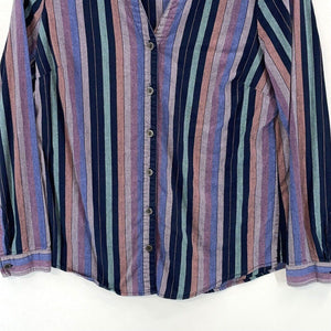 Christoper & Banks Women's Boho Tunic Groovy Button Blouse Striped Purple Size M