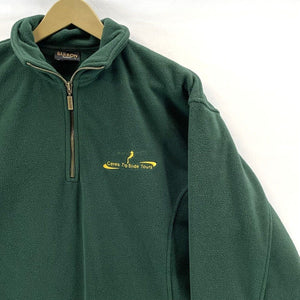 Barron Men's Fleece Sweater Zip Pockets Zip Line Crew Outdoor Vtg Green Size L