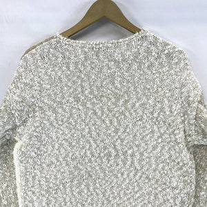 Penbrooke Lane Women's Knit Sweater Cozy Soft Pearl Flower Vtg Beige Size L