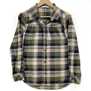 Lee Women's Soft Button Up Shirt Lightweight Outdoor Plaid Green Purple Size M