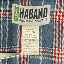 Haband Men's Button Up Shirt Plaid Cotton Flannel Outdoor Workwear Blue Size L