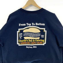 Gildan Men's Sweatshirt Charlie's Deli Sandwich Dayton OH Souvenir Blue Size XL