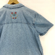 1X Fashion Denim Shirt Floral Stitch