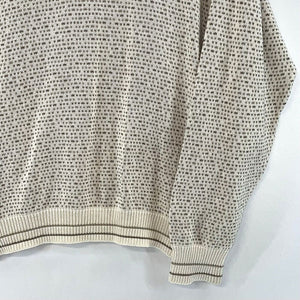 Carmel Women's Cozy Knit Sweater Golf Stitching Vtg Made USA Beige Size L