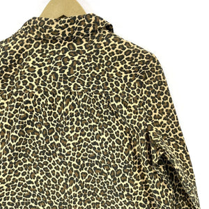 Joan Rivers Women's Light Jacket Blouse Pockets Leopard Cheetah Brown Size M