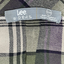 Lee Women's Soft Button Up Shirt Lightweight Outdoor Plaid Green Purple Size M