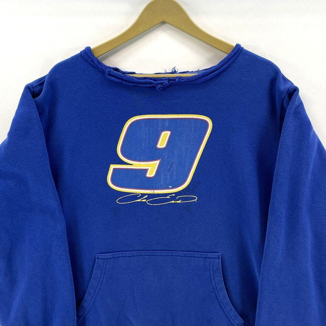 Men's Cutoff Sweater Fleece Nascar Racing 9 Chase Elliot Oversized Blue Size L