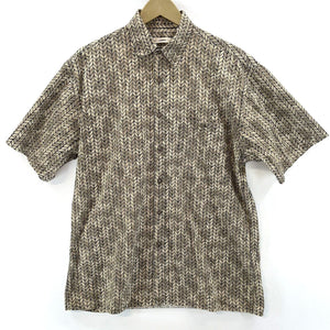 Campia Moda Men's Tribal Geometric Shirt Beige Size M