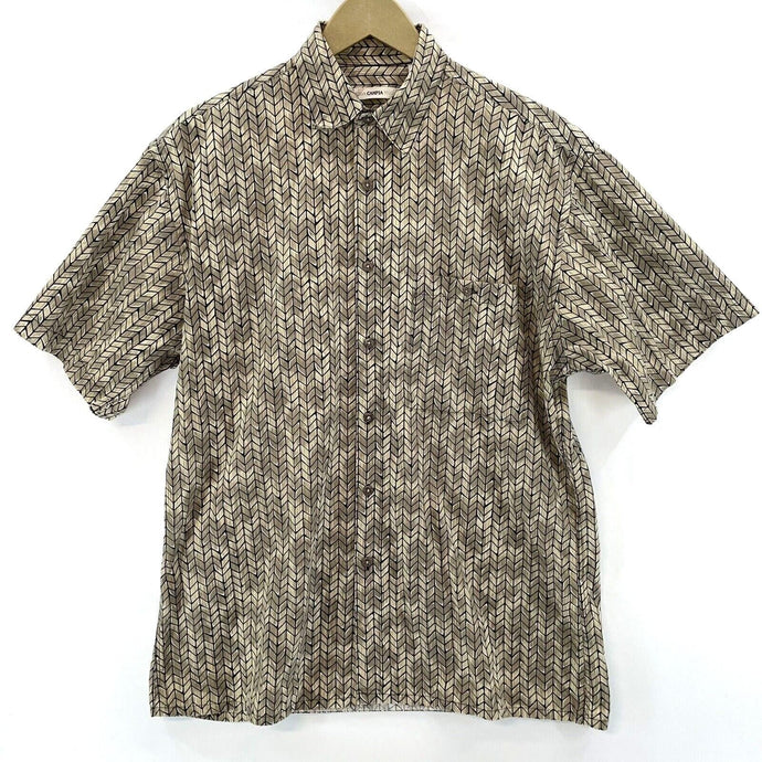 Campia Moda Men's Tribal Geometric Shirt Beige Size M