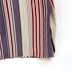 Pykettes Women's Striped Blouse Light Button Up Pleated Vtg Purple Red Size 12