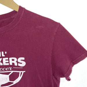 Vintage Women's Graphic T Shirt Lil Kickers Soccer 90's Maroon Red Size S