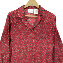 Kathie Lee Women's Blouse Flowy Lightweight Button Up Chain Buckle Red Size L