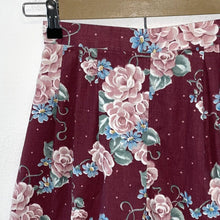 Handmade Women's High Waist Shorts Light Floral Pockets Vtg Maroon Red Size XS