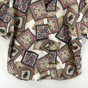 Act III Women's Button Up Blouse Floral Paisley Vtg Made USA Beige Size 18W