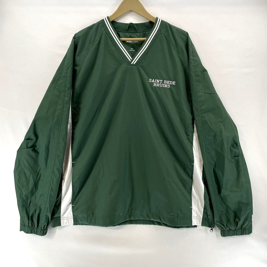 Sport Tek Men's Coach Windbreaker Pullover Saint Bede Bruins Green Size 2XL