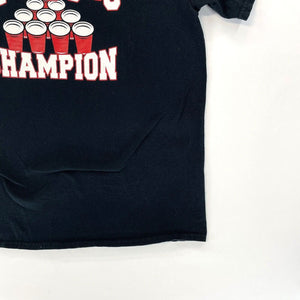 Gildan Men's T Shirt Round Up Beer Pong Champion Black Size L