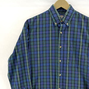 McGregor Classics Men's Button Up Shirt Lightweight Vtg Plaid Blue Green Size S