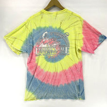 Port Co Men's T Shirt Heads Up Lambert's Cafe MO Tie Dye Blue Pink Yellow Size L