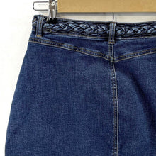 Harper Women Mini Denim Skirt Braid Belt Pockets Stretch Blue Waist 26 in Size S