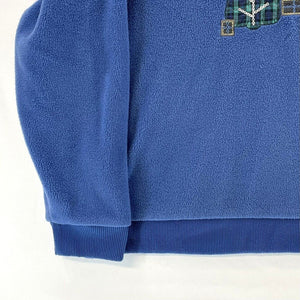 Alia Women's Layered Fleece Sweater Christmas Tree Stitching Blue Size L