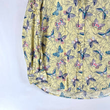 Westbound Women's Butterfly Blouse Lightweight Button Up Floral Yellow Size XL