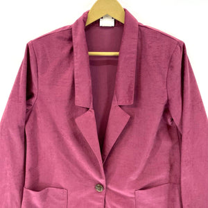 Haband Women's Blazer One Button Soft Suede Pockets Made USA Vtg Pink Size S