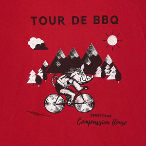 Men's Tour De BBQ T Shirt Razorback Bicycle Mountain Souvenir Red Size XL