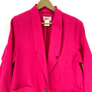 GW Division of Graff Women's Blazer One Button Pockets Made USA Vtg Pink Size 14