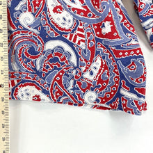 Westbound Women's Button Up Linen Blend Flowy Tunic Paisley Blue Red Size L