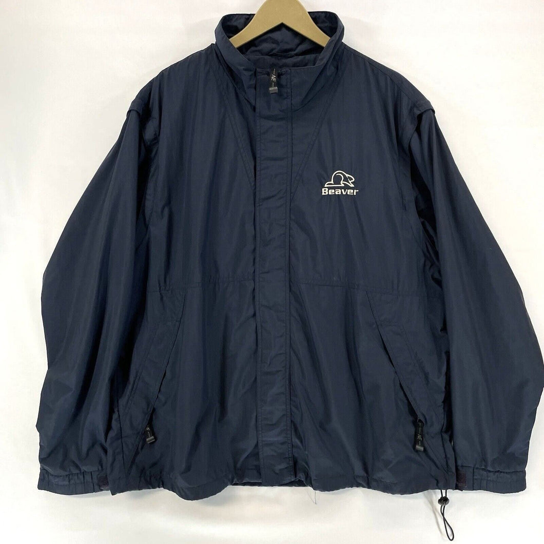 North End Men's Windbreaker Jacket Zip Up Beaver Stitching Navy Blue Size XL