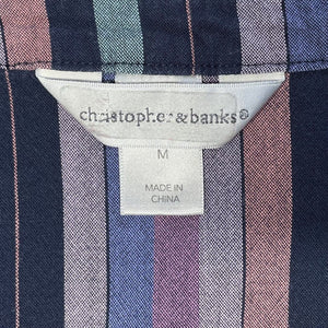 Christoper & Banks Women's Boho Tunic Groovy Button Blouse Striped Purple Size M