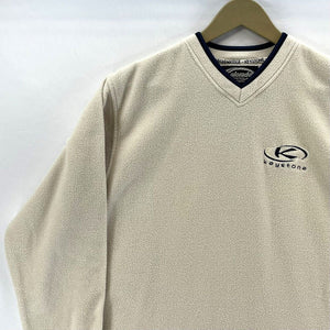 Colorado Men's Fleece Sweater Ski Keystone Stitching Cozy Soft Beige Vtg Size S