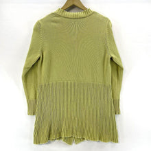 Vtg Women's Long Button Cardigan Ribbed Knit Sweater Lime Green Size M