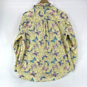 Westbound Women's Butterfly Blouse Lightweight Button Up Floral Yellow Size XL