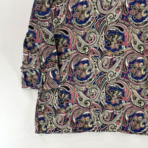 Jones New York Women's Funky Boho Blouse Linen V Neck Paisley Blue Pink Size M