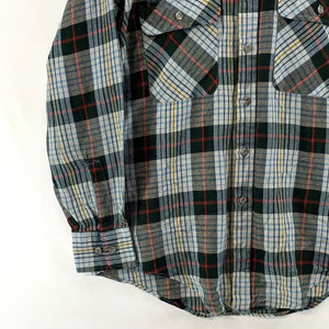 St Johns Bay Men's Button Up Shirt Outdoor Flannel Vtg Plaid Blue Green Size L