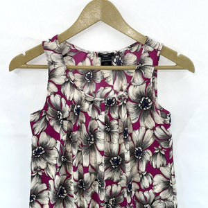 Ann Taylor Women's Floral Tank Top Flowy Lightweight Office Purple Gray Size XSP