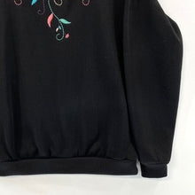 Blair Women's Layered Sweatshirt Floral Embroidery Soft Cozy Vtg Black Size S