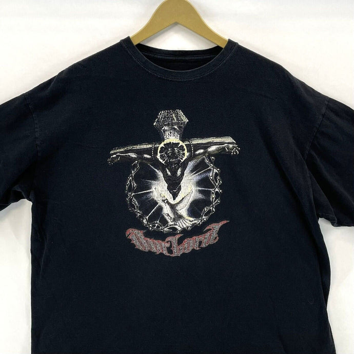 Vtg Men's Graphic T Shirt Our Lord Jesus Lamb of God Cross Grunge Black Size 2XL