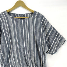 Women's Boho Beach Blouse Tie Waist Lightweight Striped Blue White Size M