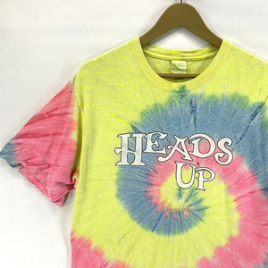 Port Co Men's T Shirt Heads Up Lambert's Cafe MO Tie Dye Blue Pink Yellow Size L