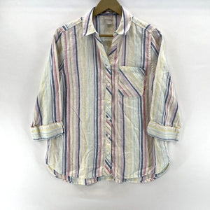 Chico's Women's Striped Linen Blouse Tunic Size1