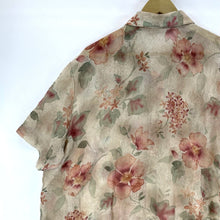 Alfred Dunner Women's Sheer Blouse Floral Vtg Made USA Beige Pink Size 24W