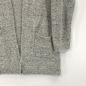 Vintage Women's Cozy Knit Sweater Open Cardigan Pockets Heather Gray Size S