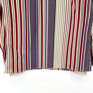 Pykettes Women's Striped Blouse Light Button Up Pleated Vtg Purple Red Size 12